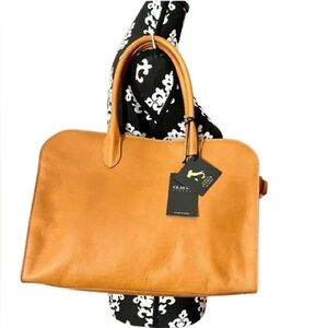 CLAUDIA FIRENZE Golden Italian Leather Satchel